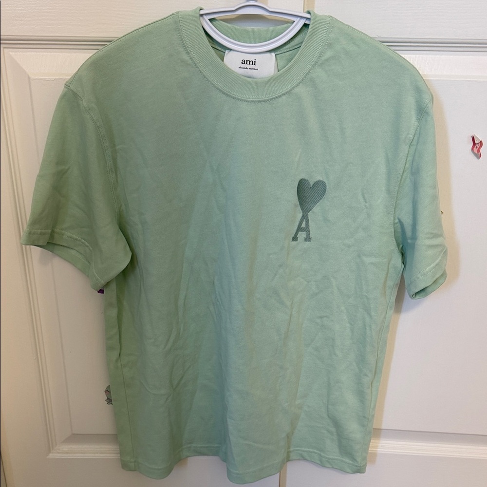 Ami Mint Green Heart 'A' Logo Tee